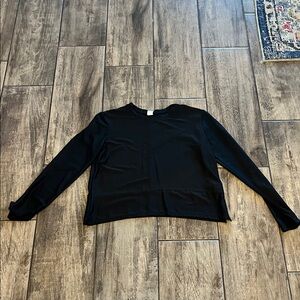 Black Long Sleeve Girls Workout Top